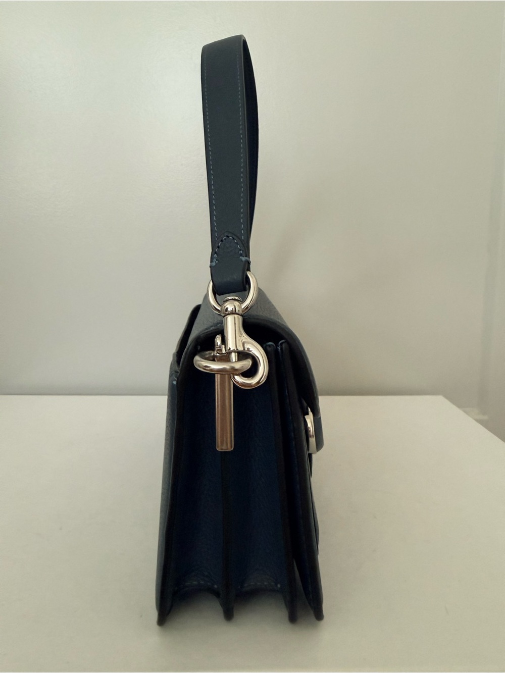 Coach Tabby Shoulder Bag (CH735) in Dark Blue Pebbled Leather with Signature C - Picture 3 of 9